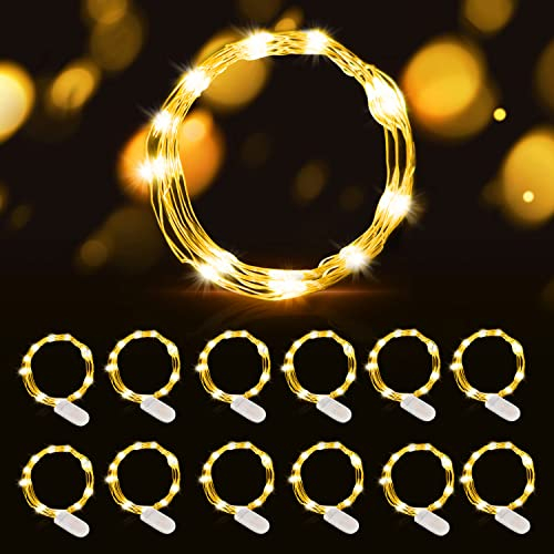 LED Lichterkette mit Batterie, 12 Stück Lichterkette Batterie, Lichterketten Batteriebetrieben, Micro Draht Wasserdichte für Weihnachten Halloween Hochzeit Party Schlafzimmer Geburtstag Innen Deko