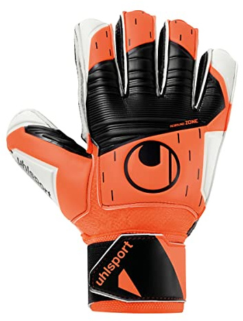 uhlsport Soft Resist+ Flex Frame Torwarthandschuhe Gloves für Erwachsene und Kinder Fußball Soccer Football - geeignet jeden Untergrund - Fluo orange/weiß/schwarz - Größe 6.5, 101127301