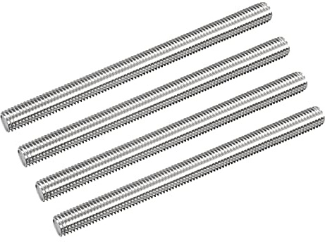 sourcing map Tige Filetée M10 x 130mm Acier Inoxydable 304, 1.5mm de Pas Filetage Droite 4Pcs Tiges Entièrement Fileté pour Projets de Bricolage