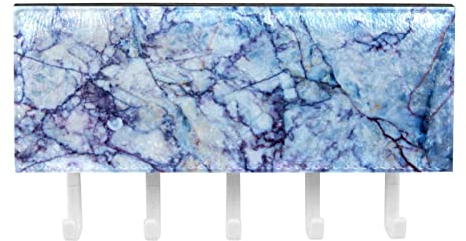 TBOUOBT Mail Organizer für die Wandmontage, Schlüsselhalter mit Briefhalter und Haken, Schlüsselhaken Mail Holder Wall Mounted,Marmor Textur blau modern