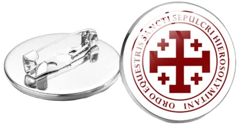 Brosche mit rotem Kreuz, Motiv: Heiliger Georg, Kreuzritter, Kunstmuster, Glas-Cabochon-Oberfläche, Metall-Anstecknadel, Schmuck, Geschenk für Fans, Metall