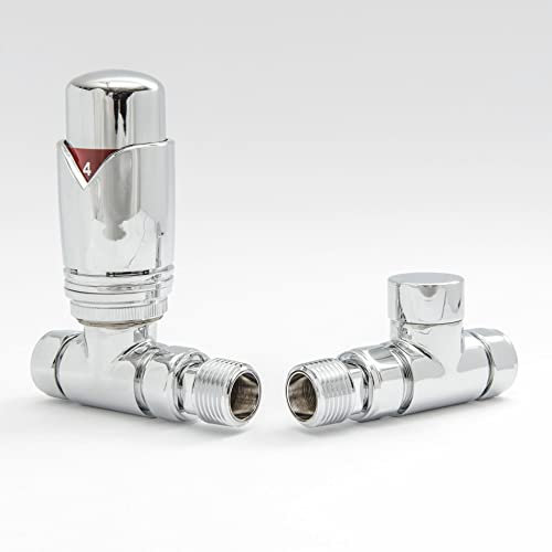 Hot Flow Chrome Marella 3 Modern Thermostatic Radiator Valve Straight TRV. Includes Straight TRV Body, Wheel Head & Lock Shield for Quick & Easy Temperature Control.