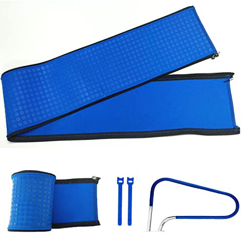 Pool Handrail Cover, 10 Feet Zippered Swimming Pool Railing Cover with Slip Resistant Dots, Neoprene Hand Grip Rail Slip Cover for Inground Swimming Pool Ladder Handles (10FT)