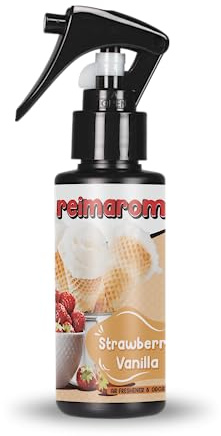 Autoduft Spray Strawberry Vanilla | Autoduft von Reima | Lufterfrischer für Auto, Wohnung, Büro & Bad | Raumspray | 100 ml | Duft von leckerem Eisbecher