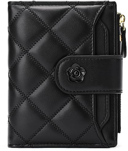 RNIEGA Small Wallets for Women Leather Bifold Wallet Women RFID Blocking Purse Credit Card Holder with 15 Card Slots and ID Window Coin Pocket