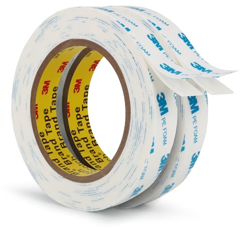 3M Nastro Biadesivo Extra Forte in Schiuma PE 19 mm × 5 m 2 Rotoli | Nastro in Tessuto Spesso 1,1 mm, Resistente impermeabile, per Interni ed Esterni Fai da te Fissaggio
