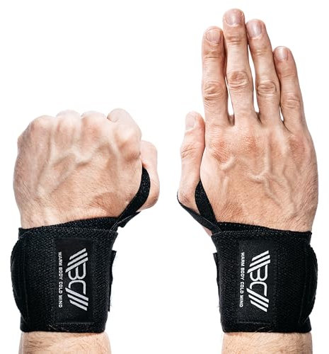 WARM BODY COLD MIND Wrist Wraps für Olympisches Gewichtheben, Handgelenkstütze für Fitness Weightlifting, Handgelenkbandage für Krafttraining Cross Training (Schwarz, 30cm)