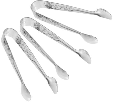 OUNONA 9pcs Stainless Steel Mini Tongs for Serving Food Ice Cube Sugar Snack Clip Hotel Kitchen Buffet Tool