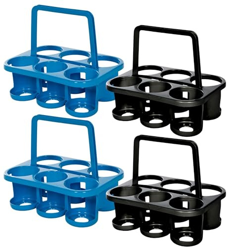 Novaliv 4X Flaschenträger für 24 Flaschen - Stabiler Halt - Getränkekorb Kunststoff, Stapelbar, 32x23x28cm Anthrazit Silber- Ideal für Küche & Keller Getränkekorb Bierträger Getränketräger