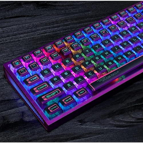 REDQIN Pudding Keycaps PBT Keycaps Shine Through Keycaps ASA Profile 117 Keys Set Custom Keycap Set Universal Compatiability for ROG Azoth/Scope II Keyboard (Binary Terminal - Cyberpunk)