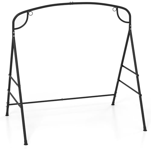 RELAX4LIFE Soporte columpio/banco colgante de metal con 2 anillos de suspensión, capacidad de carga de 300 kg, forma en A, para interior y exterior, 180 x 133 x 182 cm