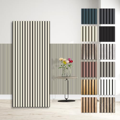 HEXIM Paneles Acústicos 138,5x60cm - Pared de Lamas Flexible Madera MDF Paneles de Pared Revestimiento de Lamas Revestimiento Mural Decoración (1 panel / 0,83 m² Palomino - APH01)