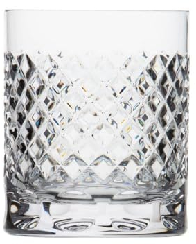 ARNSTADT KRISTALL Verre à whisky haut de gamme à carreaux (10 cm) – Verre en cristal soufflé à la bouche – Poncé à la main – Fabriqué à la main en Allemagne