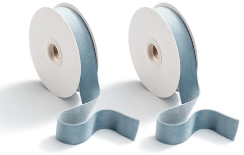 CHUQING 2 rullar sammetstejp 25 mm x 9 m (2 rullar) gråblått sammetstejp för bröllop, fester, presenter och gör-det-själv-projekt
