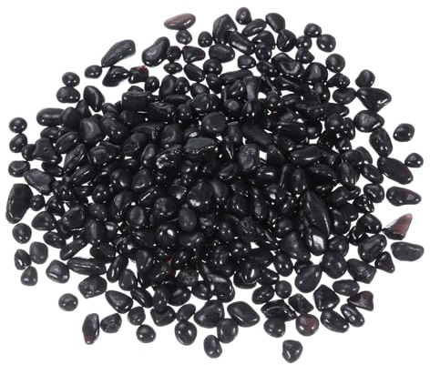 QUARKZMAN Bolas de Vidrio Redondas para Fuego Canicas de Vidrio guijarros de Vidrio Rellenos de Jarrones Gemas para Acuario de Peces 6-9mm 300g/0.67 Lbs Negro