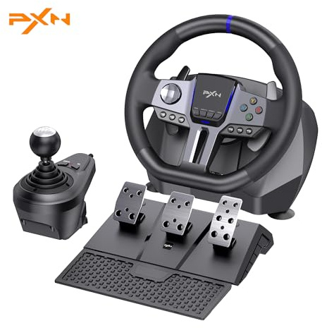 PXN V9 Gen2 Racing Wheel - Steering Wheel Driving Wheel 270°/ 900° Degree Vibration Gaming Steering Wheel with Shifter and Pedal for PC, PS3, PS4, Xbox Series X|S, Xbox One