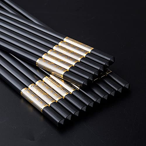 CHFYIJYHM Bacchette da 25,3 cm in lega cinese nera for sushi Hashi, stoviglie(E)