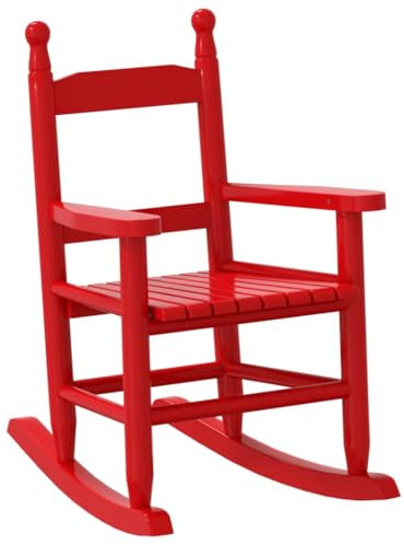 vidaXL Rocking Chair for Children Red Solid Wood – Poplar, Waterproof Paint, Anti-Dumping Design, Assembly Required, Indoor/Outdoor Use