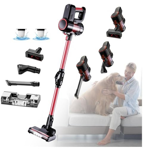 MeLtor Aspira E Lava Pavimenti Casa Asciutto e Umido,Luci LED,5 in 1 Lavapavimenti Senza Filo per Pulizia Domestica/Capelli/Polvere/Lavapavimenti