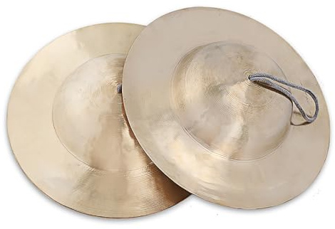 Gong chino de latón Feng Shui, Platillos de cabeza grande, platillos de dedo, 1 par, platillos tradicionales chinos de cobre(24CM)