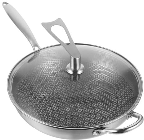 Cabilock Waben-wok Aus Edelstahl Antihaftbeschichtung Großes Fassungsvermögen Einfache Reinigung Inklusive Deckel