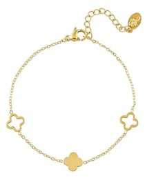 Acura-Styles Damen Kleeblatt Armband Gold aus Edelstahl 18kt Vergoldet Vierblättriges Armband Kleeblatt Design für Damen und Mädchen wasserfest Glücksbringer und Glücksklee Geschenk für Frauen