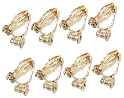 DEARMAMY Convertidor de Pendientes Clip Triangular Dorado de Cobre para Hacer Joyas Diy, 8 Piezas de Accesorios para Orejas sin Perforación y Decoración Cómoda