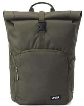 AEVOR Rolltop Medium, Rucksack für Damen und Herren, Handgepäck, 26-30L Volumen, 16 Laptopfach, Frontfach, ergonomisch gepolstert, leicht, Alltag, Beruf, Schule, Tagesrucksack, Olive