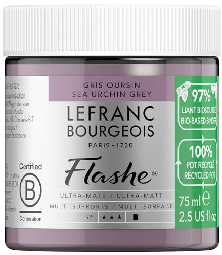 Lefranc Bourgeois 302008 Flashe Bio-Based Acryl- und Vinylfarbe Seeigel Grau, 75 ml – Umweltfreundlich, Matt, Lichtecht, Wasserfest, Deckend