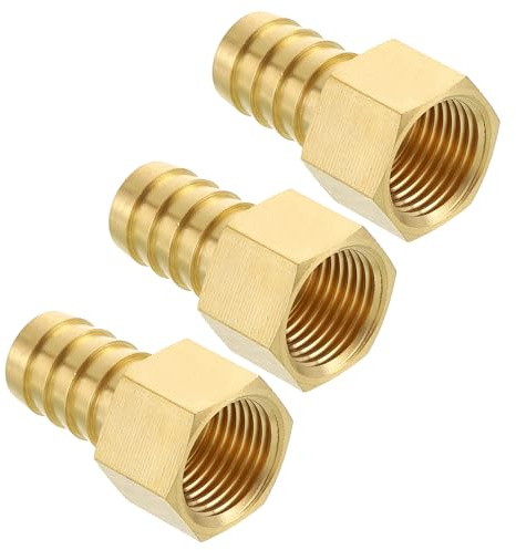 Kozelo 3pcs Brass Hose Barb Fittings 16mm Hose Barb to 15mm NPT Female | Adapter Connector for Home Machines, Massage Bathtubs, and Irrigation Systems