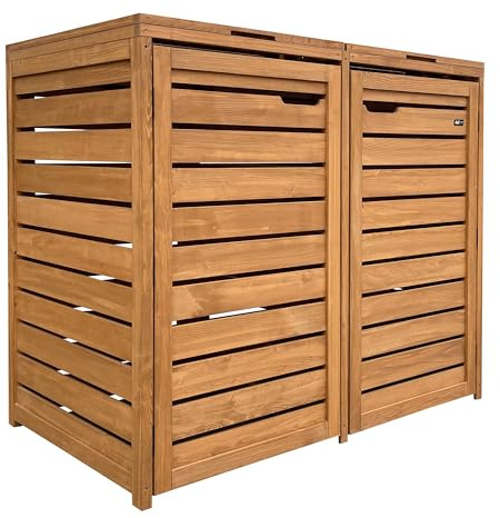 AXI Lex Cache Poubelle en Bois Marron - Abri Poubelle pour 2 conteneurs - Max. 240L - Abri Poubelle Extérieur avec Excellente Ventilation