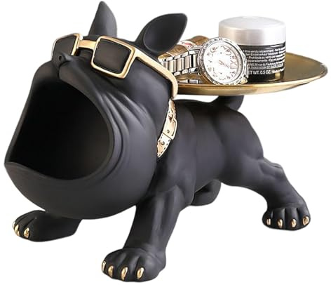 syayw Tazón De Organizador De Llaves, Resina - Bandejas De Llave De De Estatua Bulldog Para Sala De Estar O | Jewelry Aring De Almacenamiento De Tazones Escultura De Mesa Para Chicas De Casa