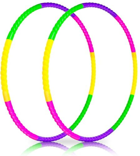 2 Stück Bunt Hoop Reifen für Kinder und Erwachsene, 8 Kunststoff Abschnitte Farbig Hullahub für Kinder, Geeignet für Drinnen und Draußen Fitness, Tanz, Gymnastikreifen, Klassenzimmer Sport & Spiele