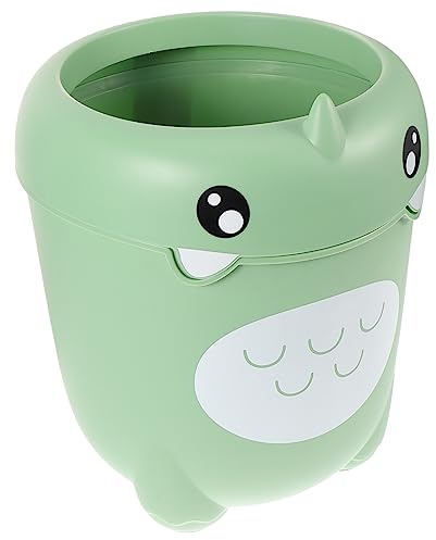 Cabilock Poubelle Dinosaure Cartoon sans Couvercle en Plastique | Vert Clair, Bien Construite et Pratique, Cuisine ou Bureau, Motif Ludique