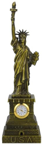 BESPORTBLE Freiheitsstatue Modell Aus Metall Mit Uhr Schreibtischdekoration Tischfigur Aus Eisenlegierung FüR Wohnkultur Und BüRo 9.57X2.64X2.64In
