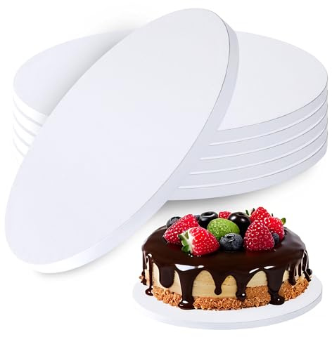6 Stück Tortenplatte, Tortenunterlage Rund Weiß, Wiederverwendbare Cake Drum, Tortenplatte Pappe 30 cm x 12 mm, Geeignet für 8-11 Inch Kuchen und Desserts (12 Zoll), für Hochzeit, Geburtstag, Party