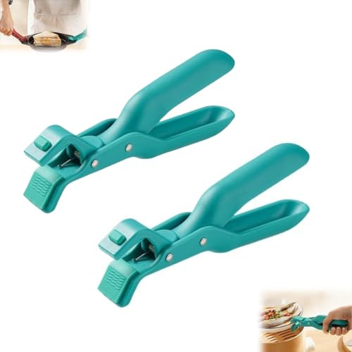 Multi-Purpose Anti-Scald Bowl Holder Clip for Kitchen, Silicone Non-Slip Heat Resistant Hot Plate Gripper, Hot Plate Tongs & Anti-Scald Clip for Toaster Oven, Pizza Pan & Serving Dishes (2PCS Green)