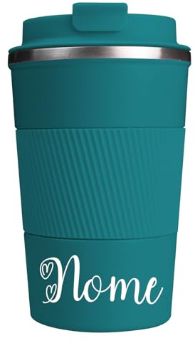 loongway Tazza Termica Personalizzata 380ml Bicchiere Termico Acciaio Inossidabile Tazza Termica Caffe con Coperchio a Prova di Perdite Adatto per Caffè e Bevande Ufficio all'aperto