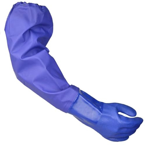 Genérico Guantes de protección química de 60 cm de largo: recubiertos de PVC, resistentes a ácidos y álcalis, impermeables y resistentes al aceite.(XL)