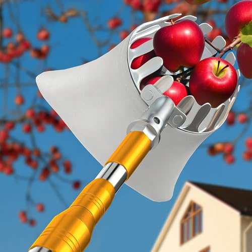 Apfelpflücker mit Korb, Obstpflücker mit Edelstahlstiel und Weichem Korb, zu Pflücken Von Kirschen, Birnen und Pfirsichen