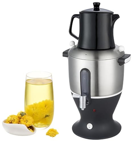Electric Samovar Tea Maker with Keep Warm Function and Stainless Steel Double Pot for Brewing Coffee and Scented Tea