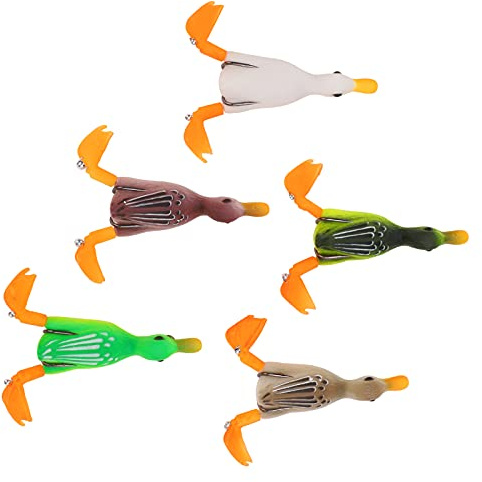 Changor Schwimmender Enten-Angelköder, Realistische Schwimmende Ente mit Haken Zum Barschangeln, Leichter 5-teiliger Topwater-Entenköder für Jeden Angler oder Anfänger