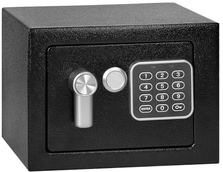 MIRATIC Coffre Fort Discret à Code Electronique et 2 x Clé de Secours Coffre Fort Pour Argent Bijoux Laptop Dossiers A4 Boite Coffre Fort Caché Safe Maison Bureau Hotel en Acier (petit 4,9l)