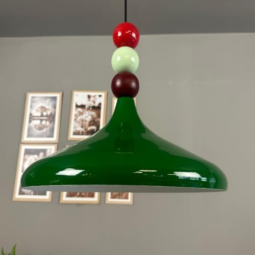bamyum Champion Perlen Hängelampe Ø35 cm, Pendelleuchte Vintage, Industrial aus Metall E27, Wohnzimmerlampe Hängend, Esstisch, Küchenlampe Grün