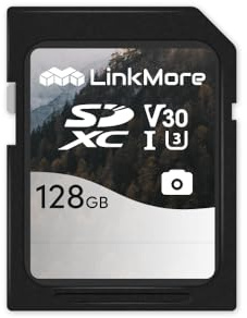 LinkMore - Tarjeta de memoria SDXC de 128 GB, tarjeta SD UHS-I U3 V30, clase 10, lectura de hasta 95 MB/s, escritura de hasta 45 MB/s, para cámara, videocámara y ordenador (Mist SD3C)