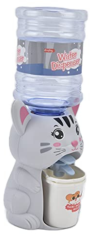 Aramox Mini Vattendispenser Leksak Dricksfontän Av Plast med Ljud och Ljus Tryck för Att Frigöra Vatten Djurform för SmåBarn Barn Rollspel Kök Restaurang (Stor söt katt)