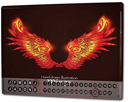 Wandkalender 2019 Jahreskalender Dauerkalender 2020 Kalender 2021 Terminplaner Fotokalender Fantasy Gothik Flügel Metall Magnet