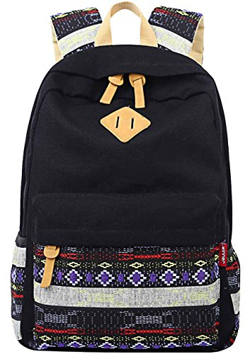 mygreen Cord-Rucksack, Vintage, leicht, 15,6 Zoll Laptoptasche mit gepolsterter Hülle, Schwarz, Bohemian, 15 Zoll Laptop, Bohemian-Stil