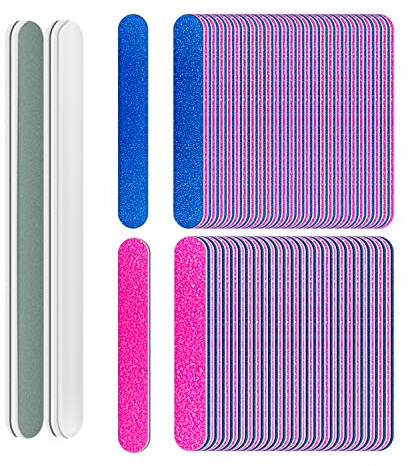 100 Stück Nagelfeilen, Einweg Nagelfeilen 180/240, doppelseitiges Schmirgelbrett für den Heim- und Salongebrauch mit kostenlosem Nagelpolierpuffer