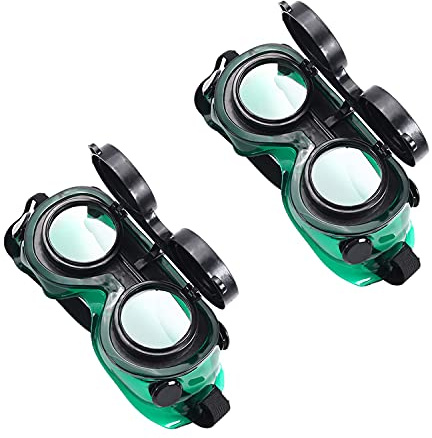 Othmro 2Pcs Flip Up Front Welding Goggles Safety Eye Protection Welder Goggles with Welders Glass Protective Glasses for Welding Soldering Torching Brazing Metal Cutting